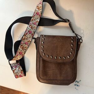 Brown Studded Crossbody Bag